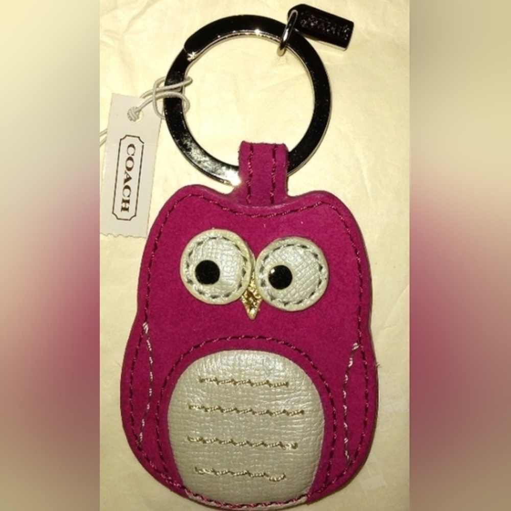 ☆L@@K☆Rare~NWT~Large Genuine Leather 🦉 OWL Keychain/Fob/Keyfob Collectible - Picture 2 of 14